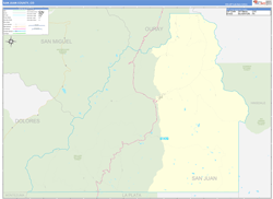 San Juan County, CO Wall Map Zip Code Basic Style 2024